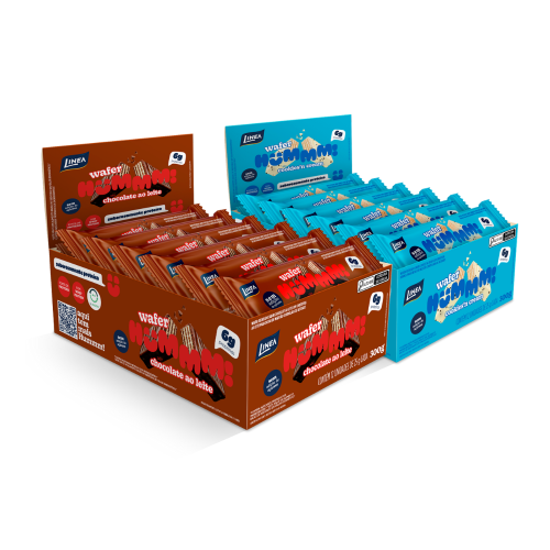 Kit 2 Displays Wafer Hummm! Sabor Chocolate e Cookies'n Cream - Caixa com 12 unidades de 25g