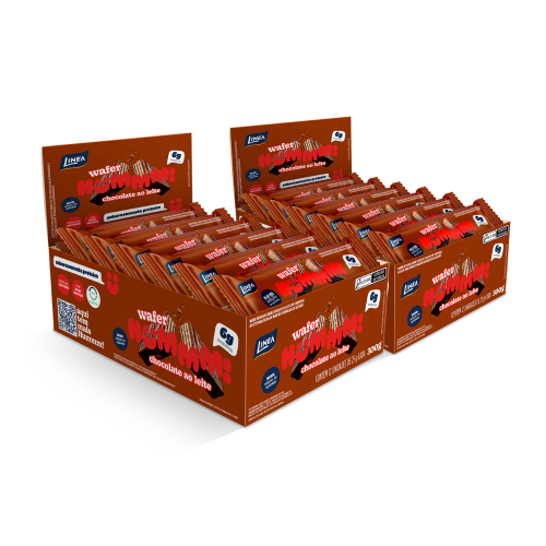 Kit 2 Displays Wafer Hummm! Sabor Chocolate - Caixa com 12 unidades de 25g
